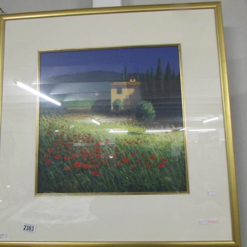 2383 - An oil painting of a French rural scene featuring poppies signed David Short.