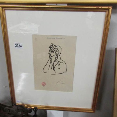 2384 - A Pablo Picasso (1881-1973) print 'Comedie Humaine', stamped and signed in pencil.

In very good ord... 