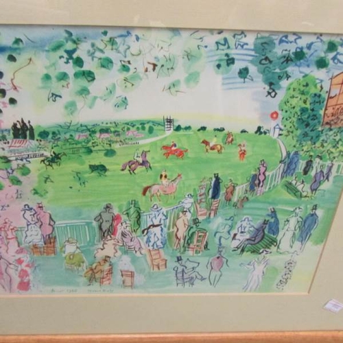 2390 - A framed and glazed painting entitled 'Ascot 1935' and signed Roaul Duly.