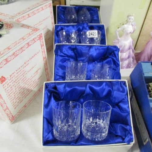 2423 - 4 boxed pairs of lead crystal glasses.