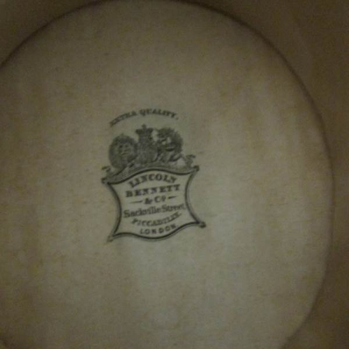 2525 - A leather cased silk top hat marked 'Lincoln', Bennett & Co., Sackville Street, Picadilly, London. H... 