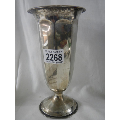 2268 - A hall marked silver spill vase and fair condition, 7.75'' tall.