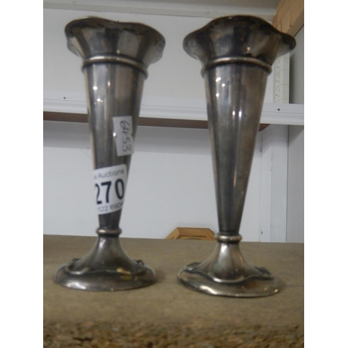 2270 - A pair of silver spill vases, a/f