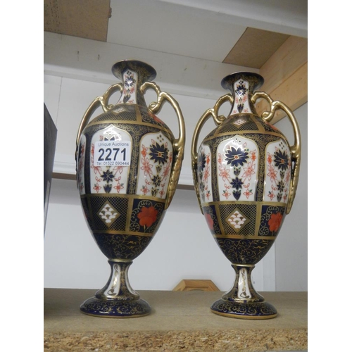 2271 - A pair of Crown Derby vases, 11