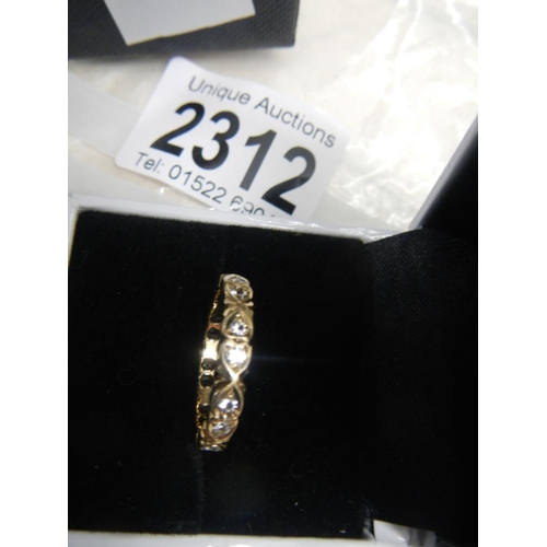 2312 - Two 9ct gold band rings, stone set, one dated London 1962 the other dated Birmingham 1973.