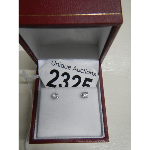 2325 - A pair of diamond studs, 18ct gold set, .35ct.