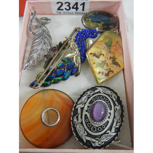 2341 - A good selection of brooches.