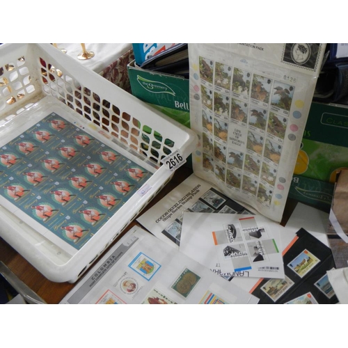 2616 - 2 trays of mint pairs, blocks, sheets, definitives, first class face values etc.,