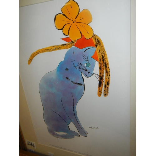 2386 - An Andy Warhol (1928-1987) plate signed lithographic print of a cat, published in New York by Neues ... 