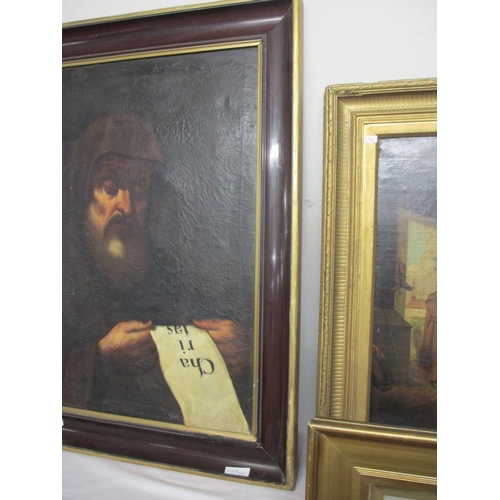 2363 - A late 19th century Spanish school oil on canvas portrait of Saint Francis of Paola, unsigned but wi... 