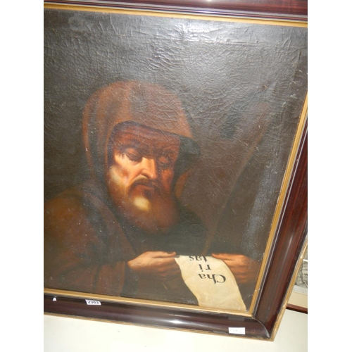 2363 - A late 19th century Spanish school oil on canvas portrait of Saint Francis of Paola, unsigned but wi... 