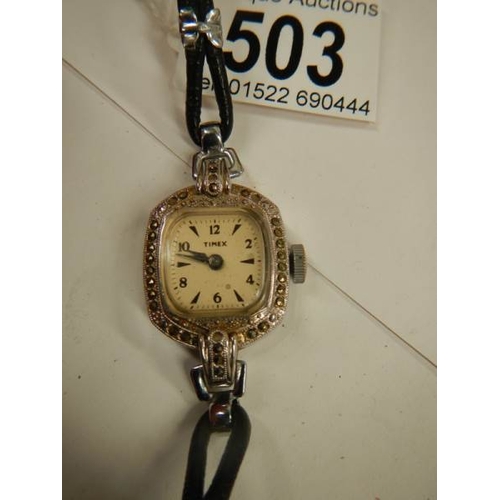 503 - A Timex retro style ladies wrist watch in working order.