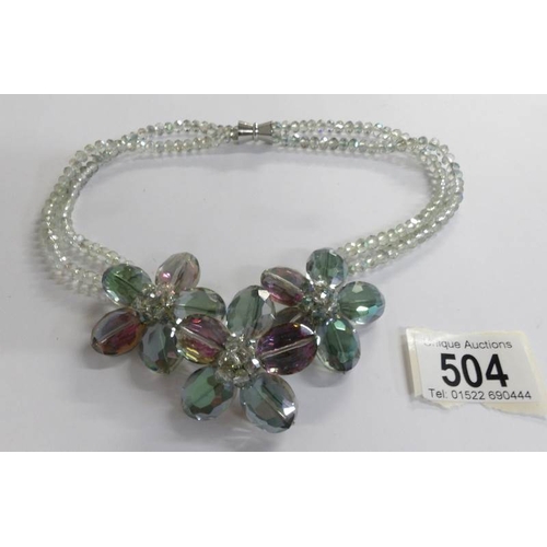 504 - A lovely double row multi coloured crystal necklace.