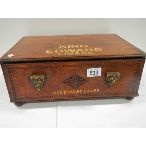 533 - A King Edward cigar box with brass handles