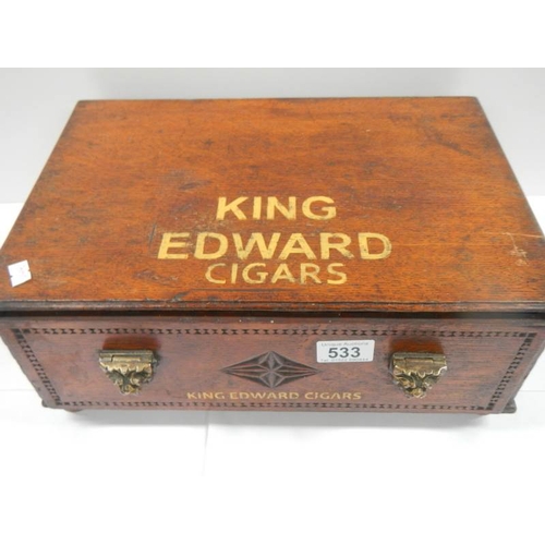 533 - A King Edward cigar box with brass handles