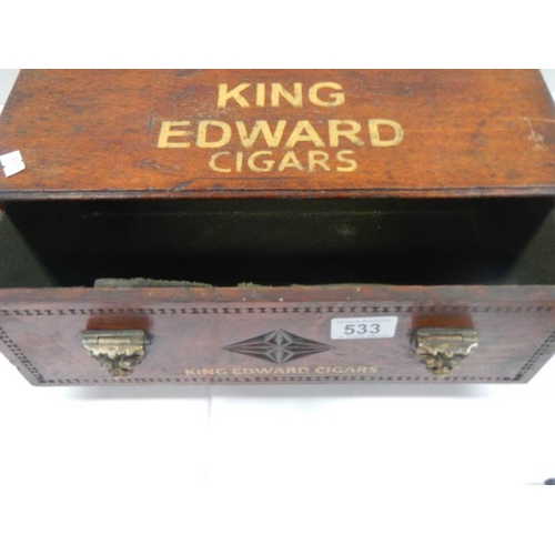 533 - A King Edward cigar box with brass handles