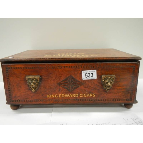 533 - A King Edward cigar box with brass handles