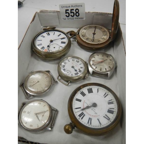 558 - A mixed lot of pocket watches for spare or repair.