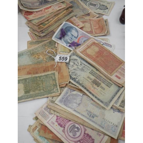 559 - Approximately 120 old bank notes (well used).