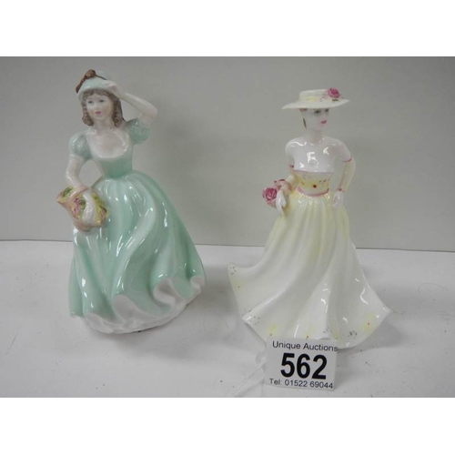 562 - 2 Coalport figurines, Pamela and Kerry,  5.5'' tall.