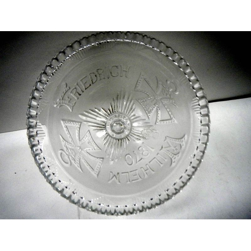 571 - A late 19th century Henry Greener Flint pressed glass bowl commemorating Freidrich Wilhelm 1870.