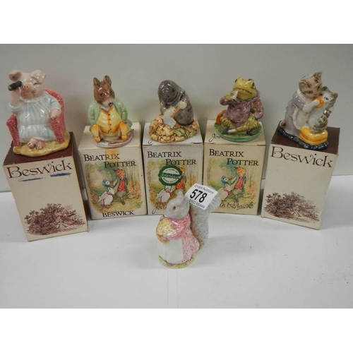 578 - 6 Beatrix Potter figurines.