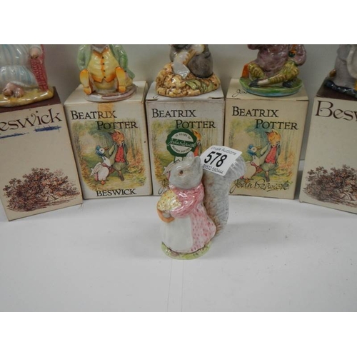 578 - 6 Beatrix Potter figurines.