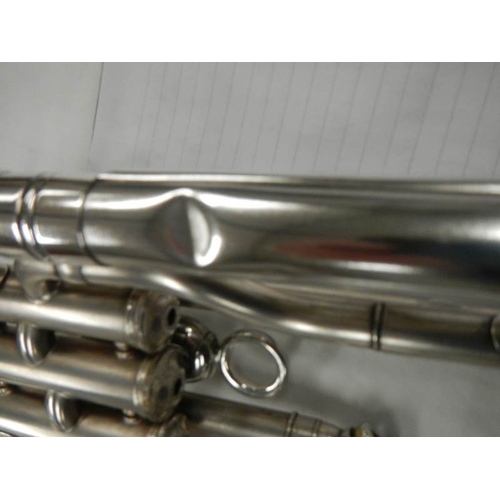 602 - A Boosey & Hawkes Imperial silver plated Baritone horn, 20'' long , in good condition.