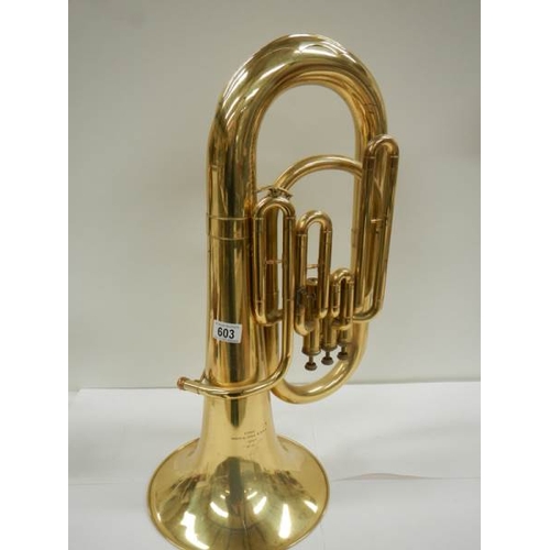 603 - A Lark brass euphonium, No. M4052 complete with mouthpiece, 24'' long.