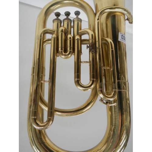 603 - A Lark brass euphonium, No. M4052 complete with mouthpiece, 24'' long.