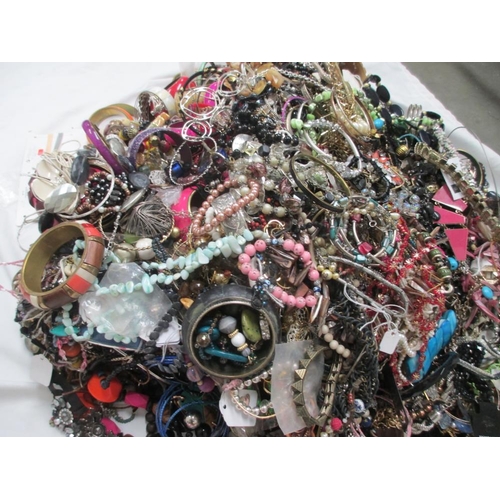 613 - A very large collection of unsorted costume jewellery,  (crate not included)