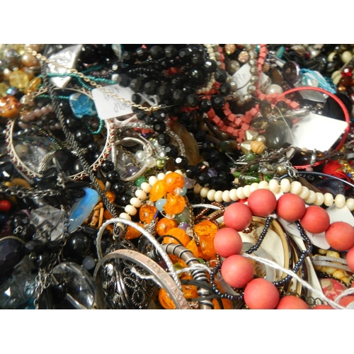 613 - A very large collection of unsorted costume jewellery,  (crate not included)