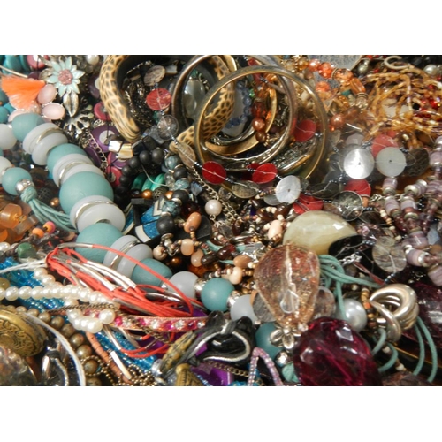 613 - A very large collection of unsorted costume jewellery,  (crate not included)