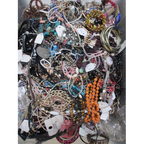 614 - A very large collection of unsorted costume jewellery.  (crate not included)