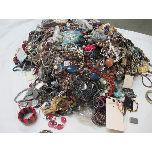 614 - A very large collection of unsorted costume jewellery.  (crate not included)