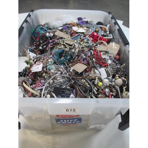 615 - A very large collection of unsorted costume jewellery. (crate not included).