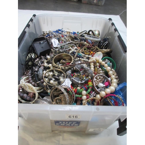 616 - A very large collection of unsorted costume jewellery. (crate not included)