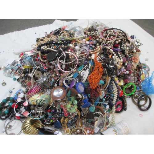 616 - A very large collection of unsorted costume jewellery. (crate not included)