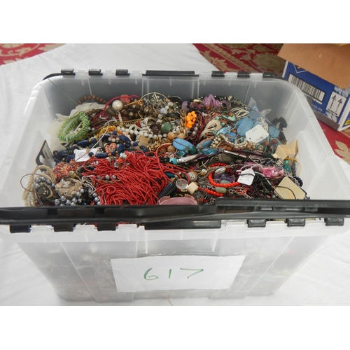 617 - A very large collection of unsorted costume jewellery. (crate not included)