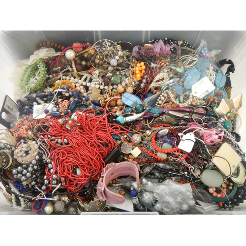 617 - A very large collection of unsorted costume jewellery. (crate not included)