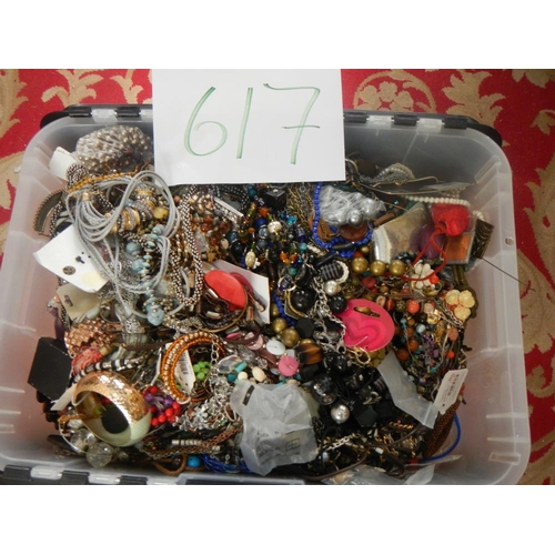 617 - A very large collection of unsorted costume jewellery. (crate not included)