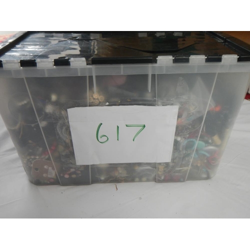 617 - A very large collection of unsorted costume jewellery. (crate not included)