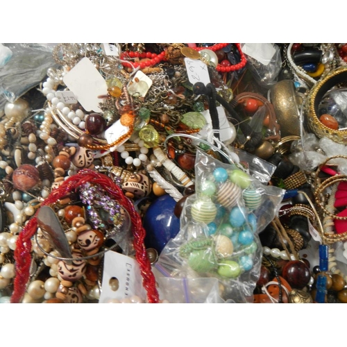 619 - A very large collection of unsorted costume jewellery. (crate not included)