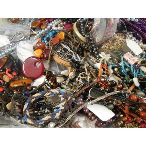 619 - A very large collection of unsorted costume jewellery. (crate not included)