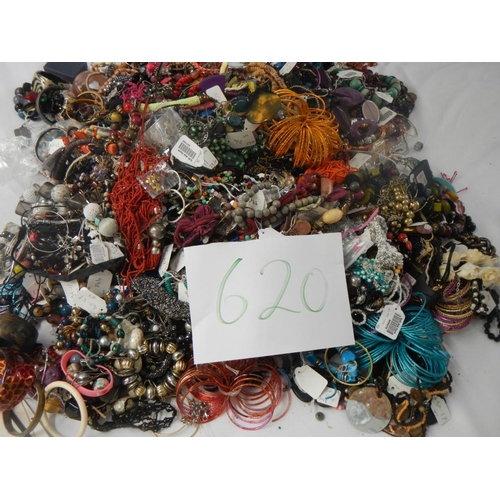 620 - A very large collection of unsorted costume jewellery. (crate not included).