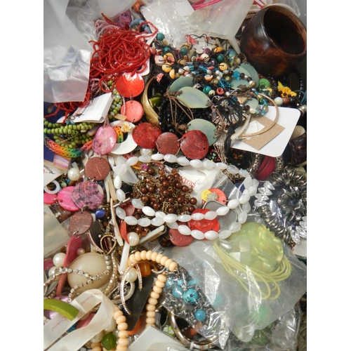 621 - A very large collection of unsorted costume jewellery. (crate not included).