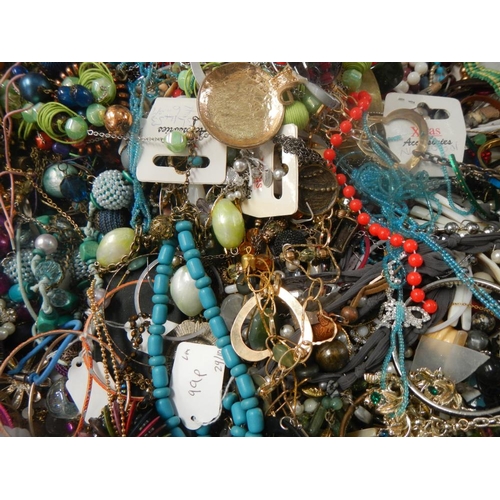 621 - A very large collection of unsorted costume jewellery. (crate not included).