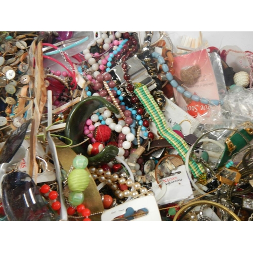 621 - A very large collection of unsorted costume jewellery. (crate not included).