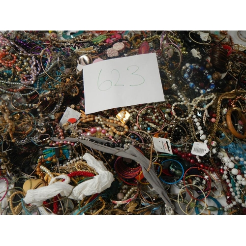 623 - A very large collection of unsorted costume jewellery.(crate not included)