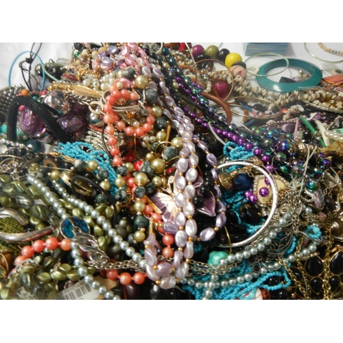 623 - A very large collection of unsorted costume jewellery.(crate not included)